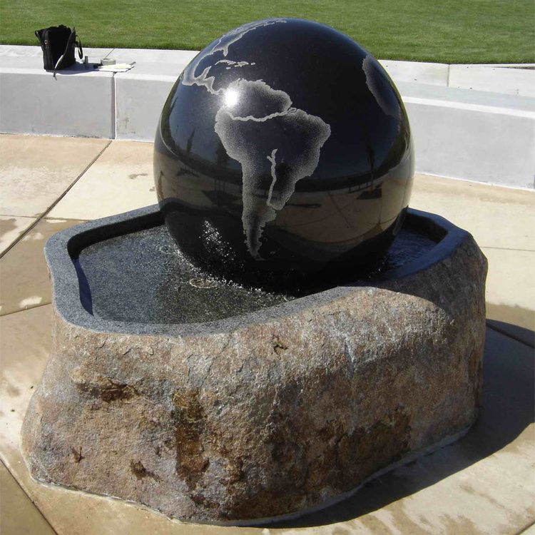 China Pure Black Granite floating sphere fountains