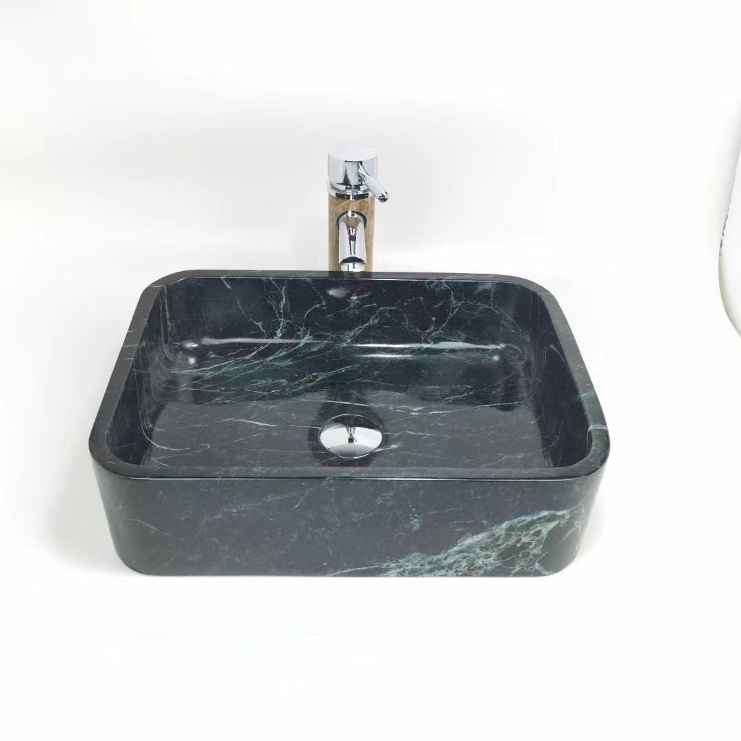 Decorative Bathroom Square shape Verde alpi green marble vanity top sinks