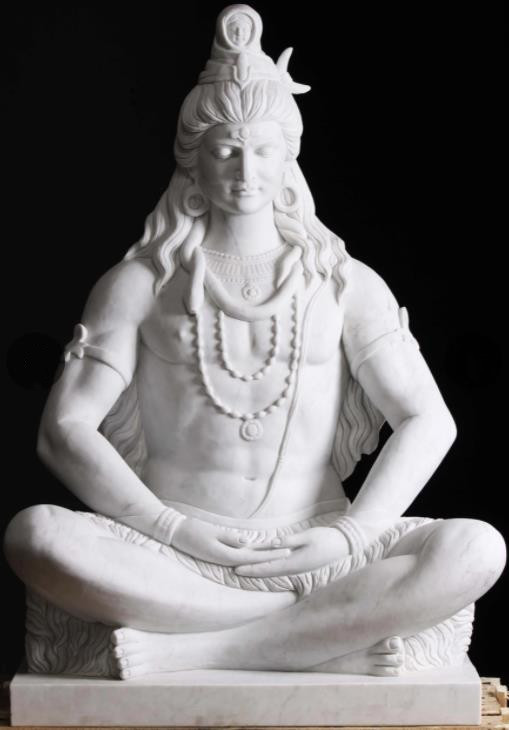 Indu Style Sitting white marble statue of lord shiva