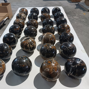 Refine Stone supply Customized Black portoro marble ball Sphere Incense Burner