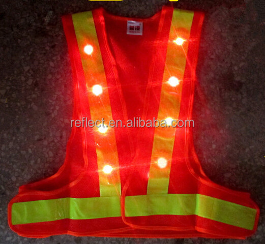 security vest red mesh high visibility safety vest led light reflective vest