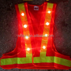 security vest red mesh high visibility safety vest led light reflective vest