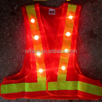 security vest red mesh high visibility safety vest led light reflective vest