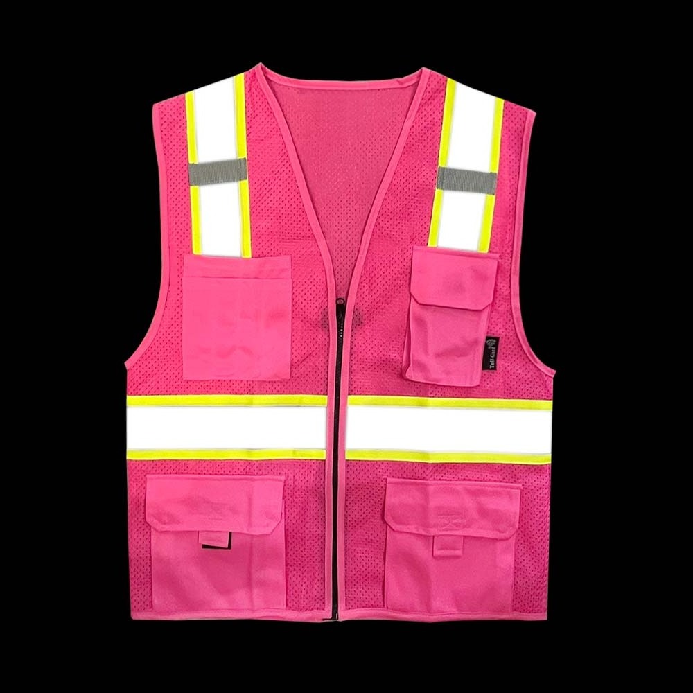 HCSP Factory Workwear Ansi Mesh High Vis Women Reflective Pink Safety Vest With Pocket