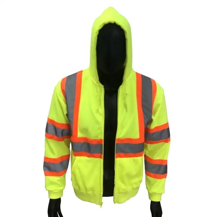 Men's High Visibility Construction Security Jacket Waterproof Reflective Workwear with Logo Print for Winter Safety Vest