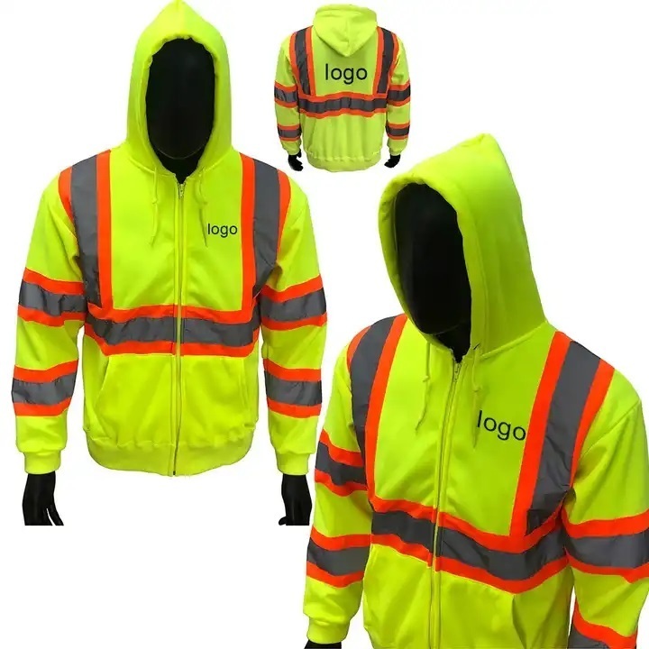 Men's High Visibility Construction Security Jacket Waterproof Reflective Workwear with Logo Print for Winter Safety Vest