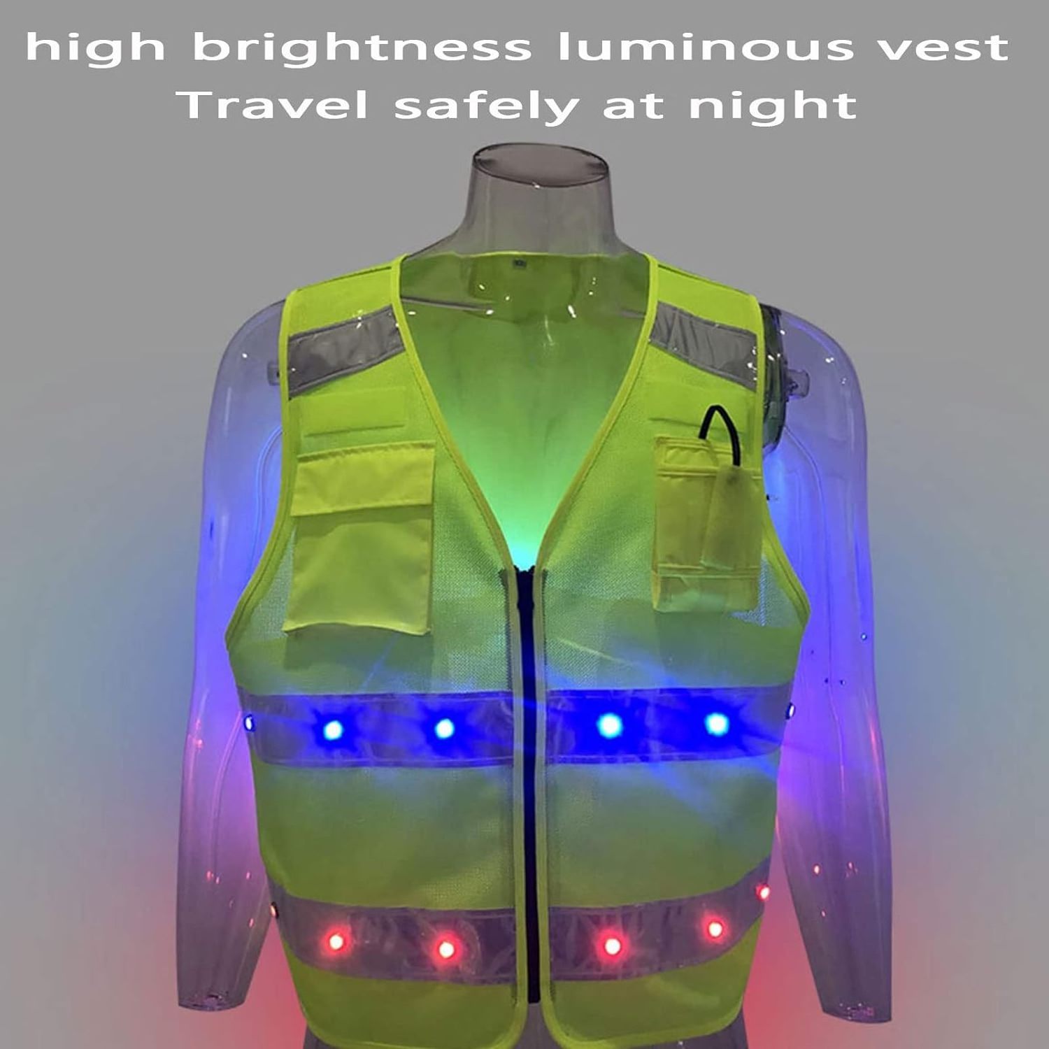 HCSP construction high visibility hi vis reflective safety clothing reflective vest led flash with logo