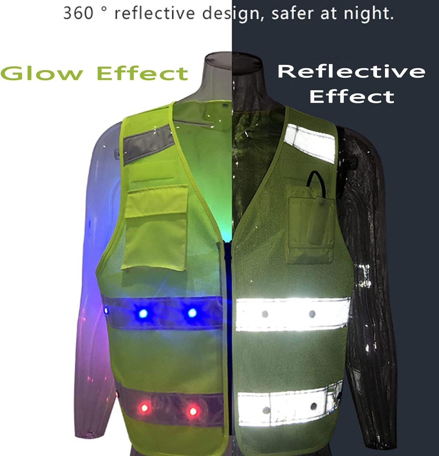 HCSP construction high visibility hi vis reflective safety clothing reflective vest led flash with logo