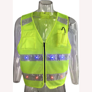 HCSP construction high visibility hi vis reflective safety clothing reflective vest led flash with logo