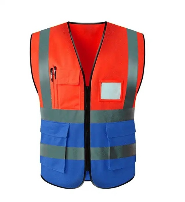 HCSP Security Jacket Construction High Visibility Multi Pockets Colorful Reflective Safety Work Vest