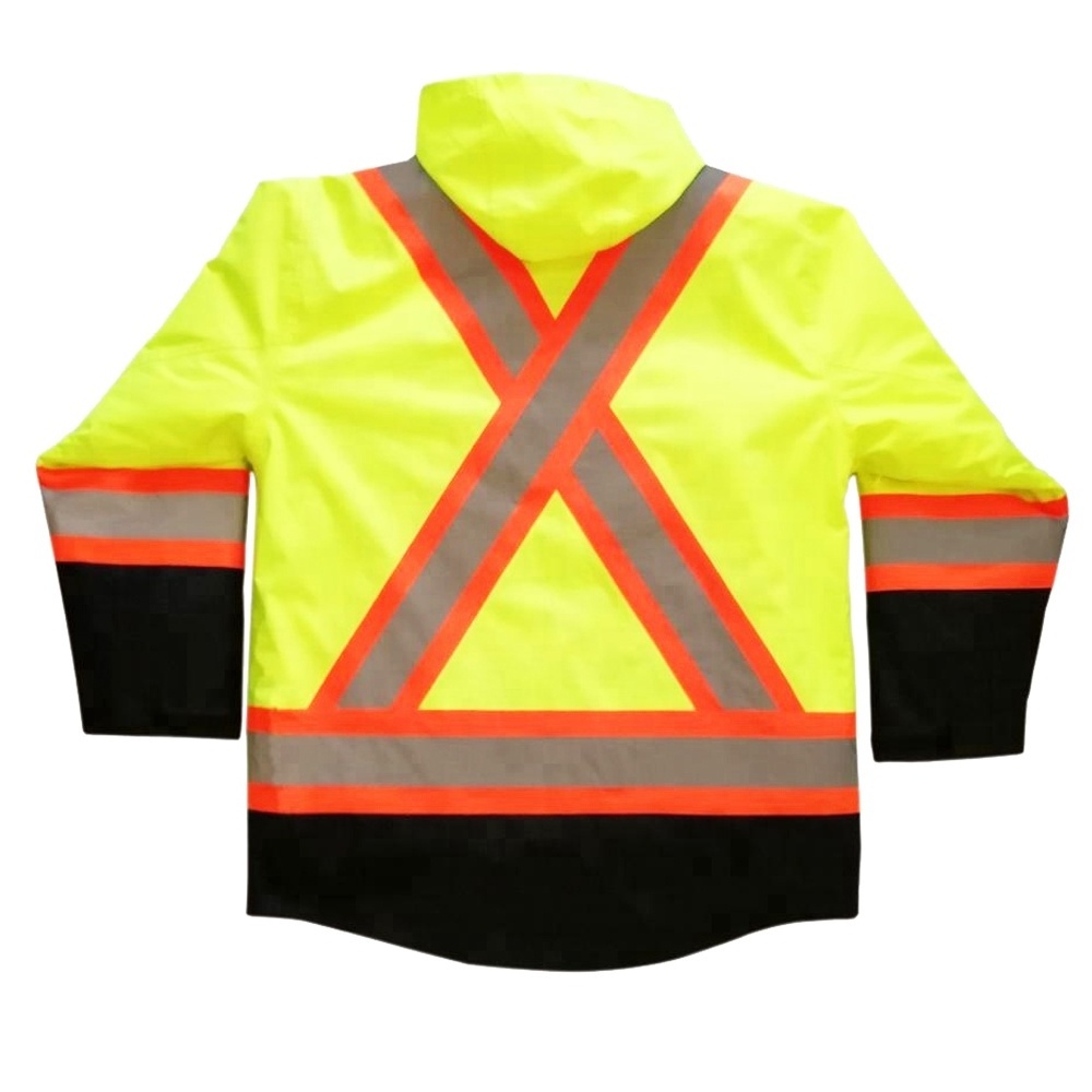 HCSP Winter Heated PVC Raincoat Orange Fluorescent  High Visibility Safety Reflective Jacket For Men