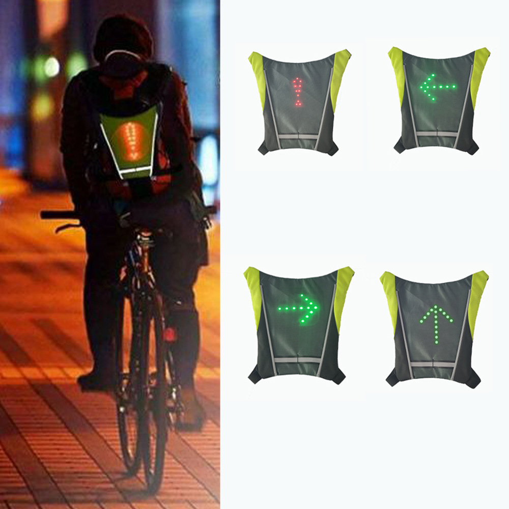 HCSP Reflective Led Signal Light Backpack Remote Control Turn Signal Usb Rechargeable Outdoor Sport Safety Bag For Bi