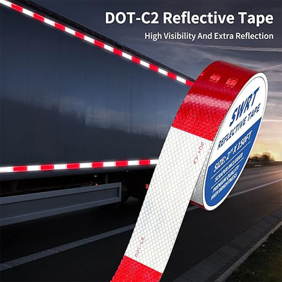 3M Custom Dot-C2 Waterproof Red and White Reflective Vinyl 94495 Truck a Adhesive for Outdoor Cars Trucks Trailers