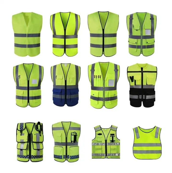 HCSP Security Jacket Construction High Visibility Multi Pockets Colorful Reflective Safety Work Vest