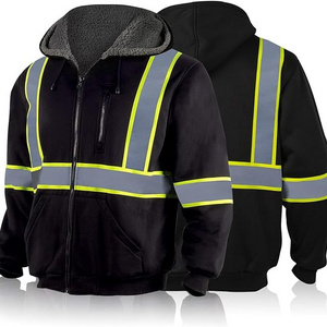 HCSP custom sport waterproof hi viz jacket with hood reflective winter reflective safety clothing  high visibility