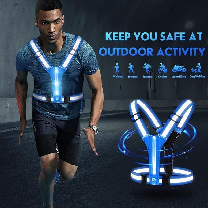 HCSP construction high visibility  safety clothing led reflective running vest lights for runners with logo