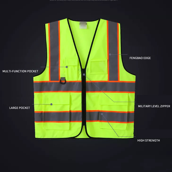 HCSP Road Construction Fluo Yellow Orange Reflective Safety Vest