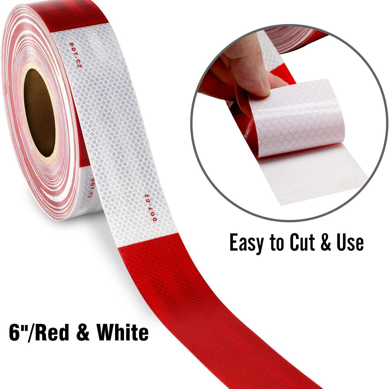 Waterproof Red and White Reflective Vinyl Caution Tape Dot-C2 Reflective Stickers for Outdoor Trailers Cars Trucks