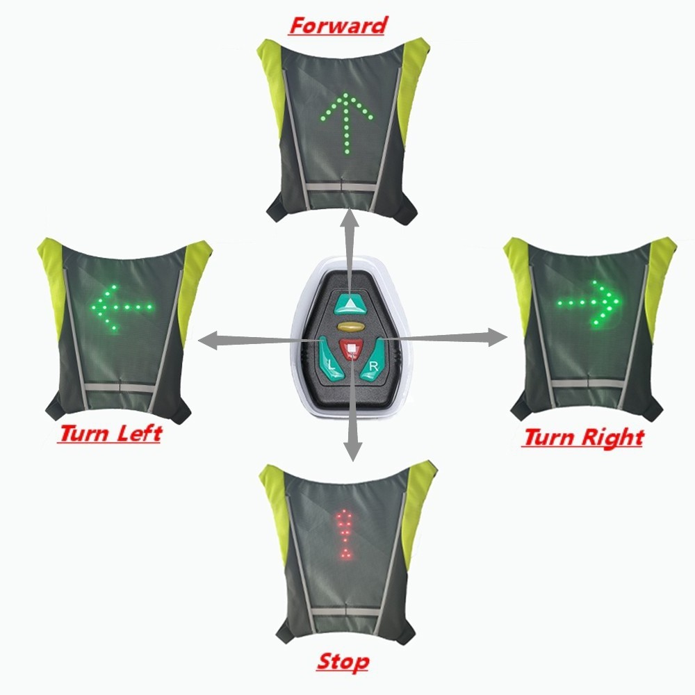 HCSP Reflective Led Signal Light Backpack Remote Control Turn Signal Usb Rechargeable Outdoor Sport Safety Bag For Bi