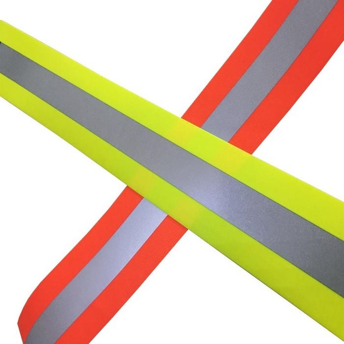 HCSP 100% Cotton Flame Retardant Fabric Yellow/Orange-Silver Reflective Tape Clothes 5*2 Fr Resistant up to 50 Washes