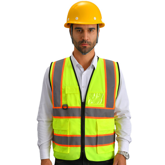 HCSP Road Construction Fluo Yellow Orange Reflective Safety Vest