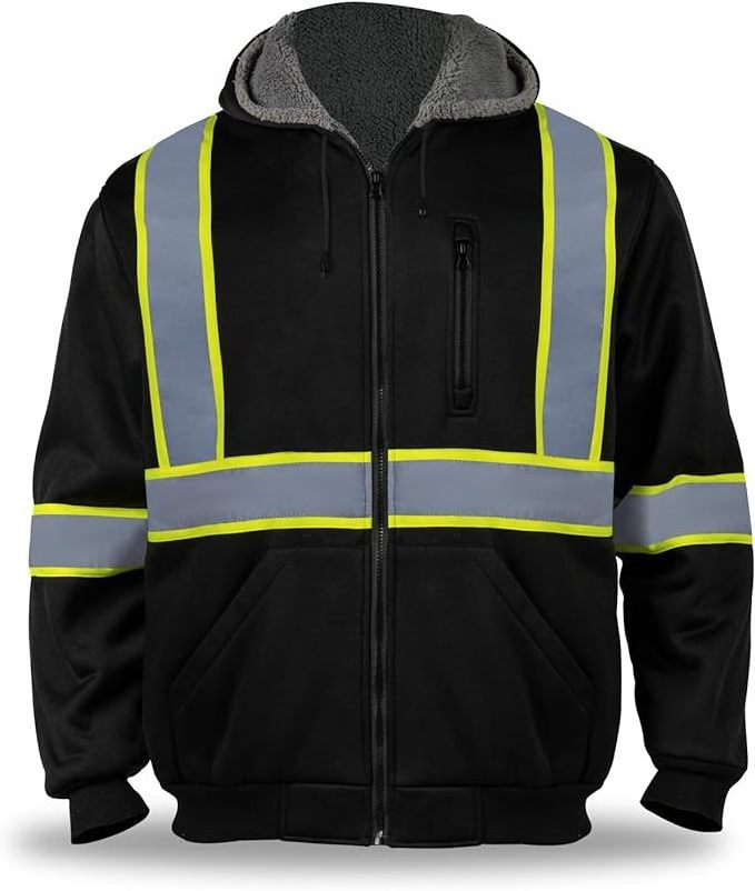 HCSP custom sport waterproof hi viz jacket with hood reflective winter reflective safety clothing  high visibility