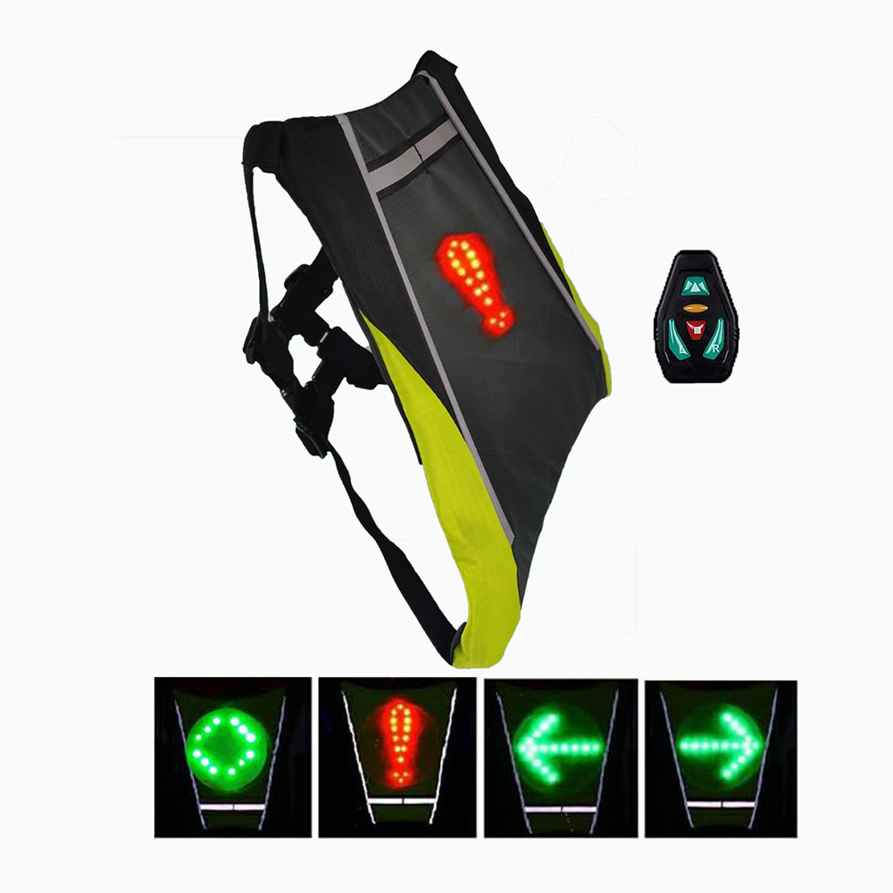 HCSP Reflective Led Signal Light Backpack Remote Control Turn Signal Usb Rechargeable Outdoor Sport Safety Bag For Bi