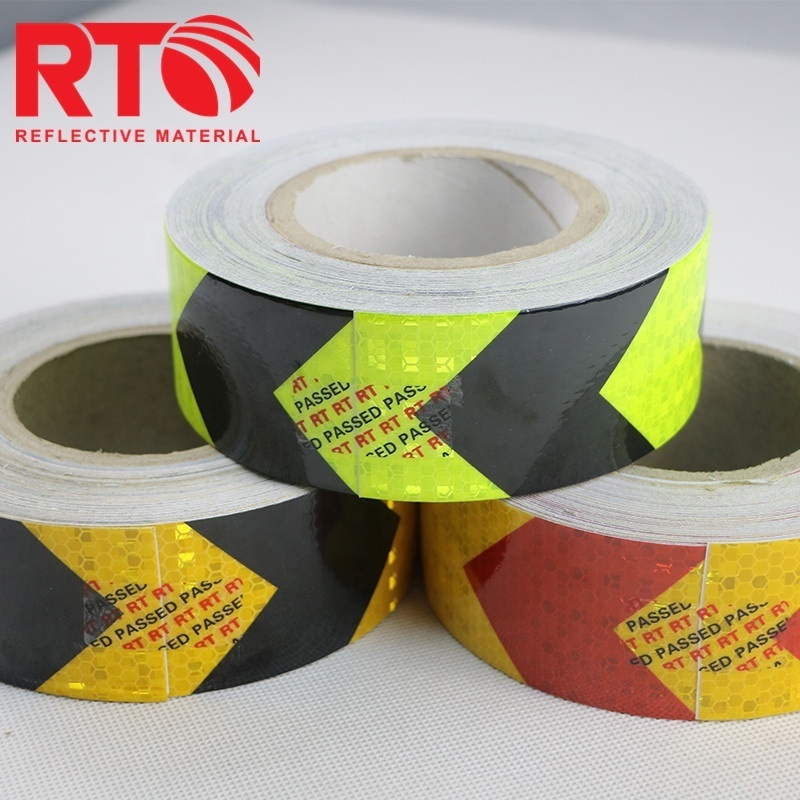 Cheap Price PVC Prismatic Caution Reflector Fluorescent Yellow Black Arrow Pattern Reflective Tape for Truck