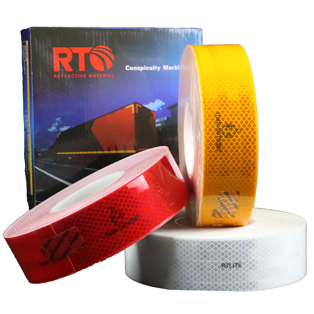 Micro Prismatic Red High Visibility Waterproof Vinyl Sheeting Conspicuity Reflective Tape