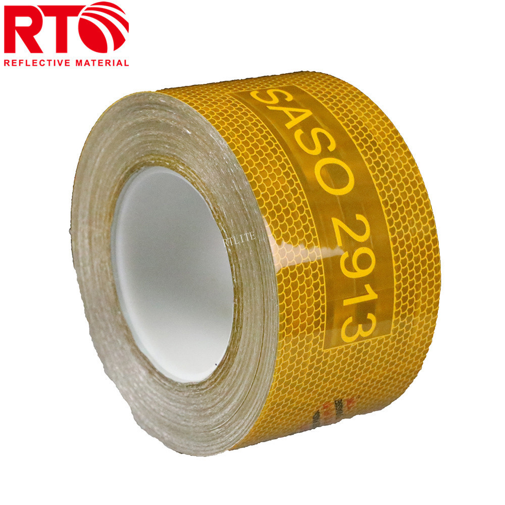 5cm/7.5cm/10cm*50m New Regulation SAUDI ARABRIA Market Yellow Red White Reflective Sticker SASO 2913 Conspicuity Tape