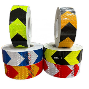 Cheap Price PVC Prismatic Caution Reflector Fluorescent Yellow Black Arrow Pattern Reflective Tape for Truck