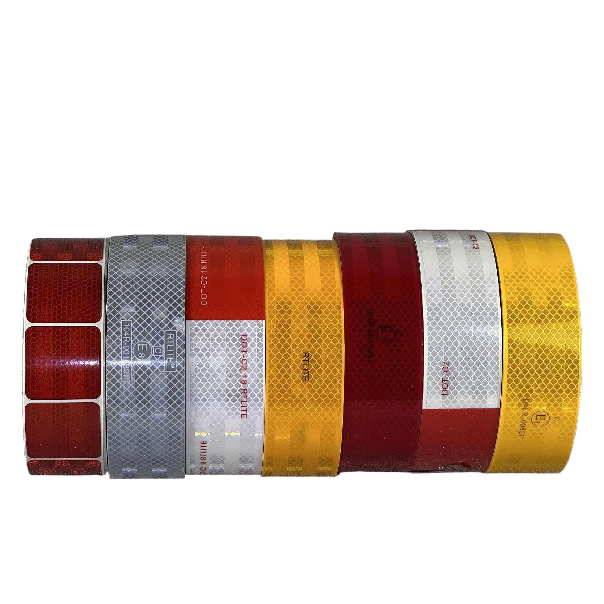 Ece 104r yellow conspicuity PVC film sheeting vinyl stripe car sticker marker roll adhesive reflective tape for truck