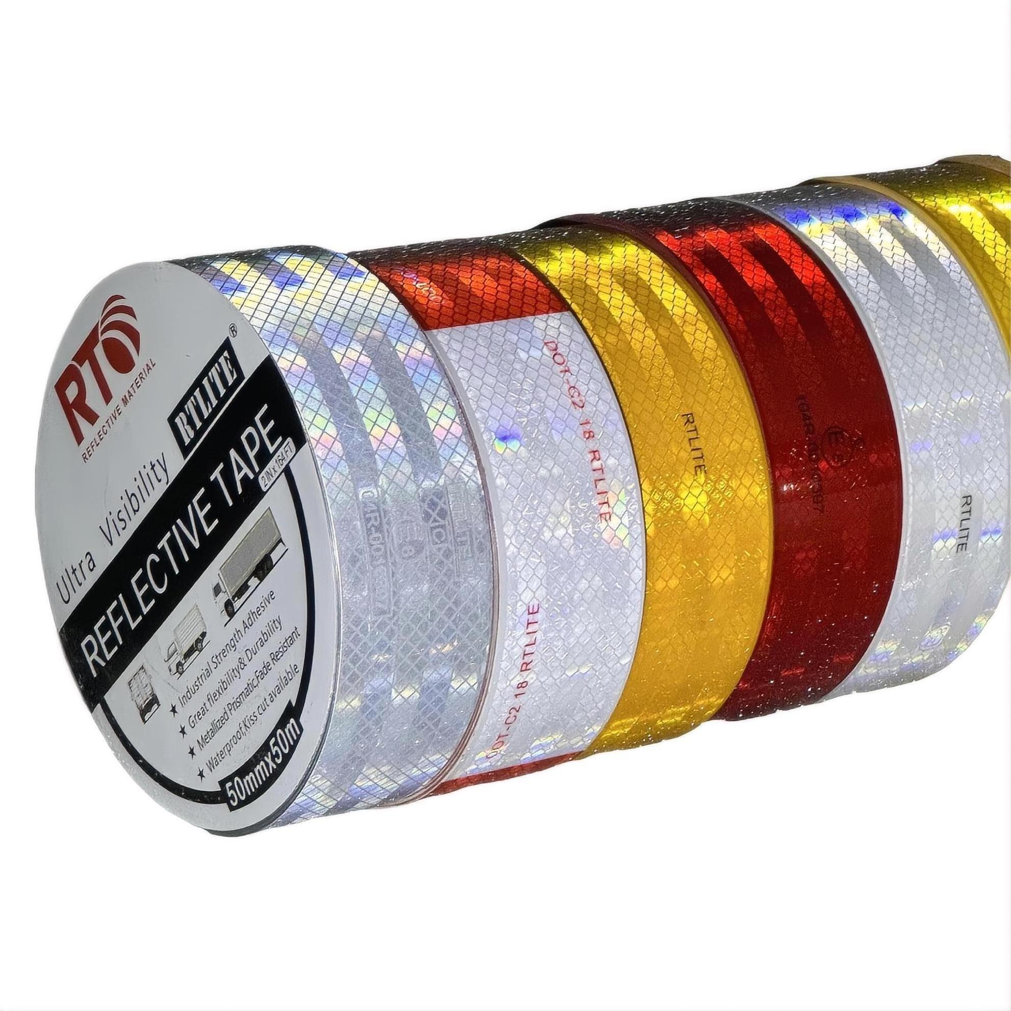 High Intensity Manufacturer Red White Reflector Sticker Materials Car Safety Roll Trucks Reflective Tape for Auto Vehicles