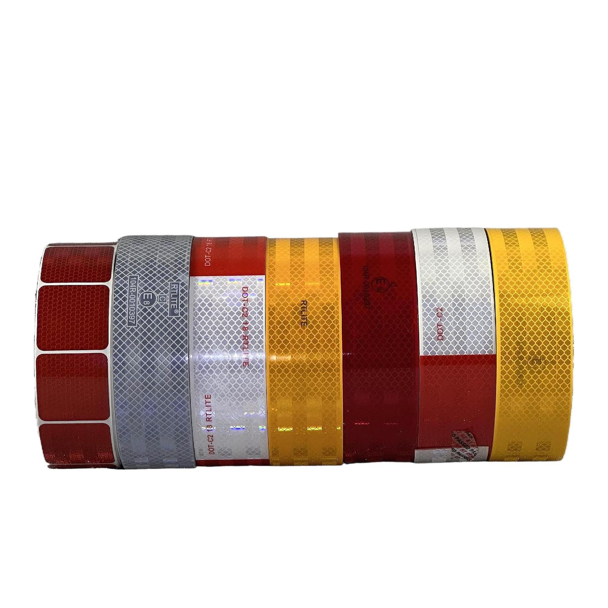 Ece 104r yellow conspicuity PVC film sheeting vinyl stripe car sticker marker roll adhesive reflective tape for truck