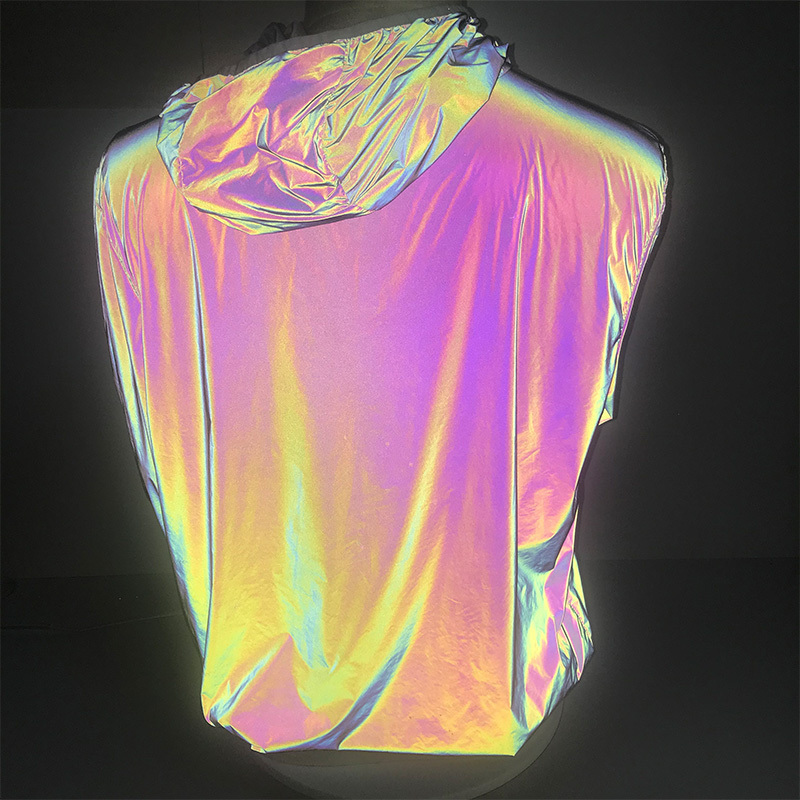 Glow in the dark 100% Nylon Rainbow Vivid Color Softness Reflective Fabric For Jacket