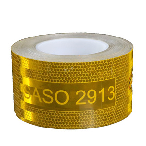 5cm/7.5cm/10cm*50m New Regulation SAUDI ARABRIA Market Yellow Red White Reflective Sticker SASO 2913 Conspicuity Tape