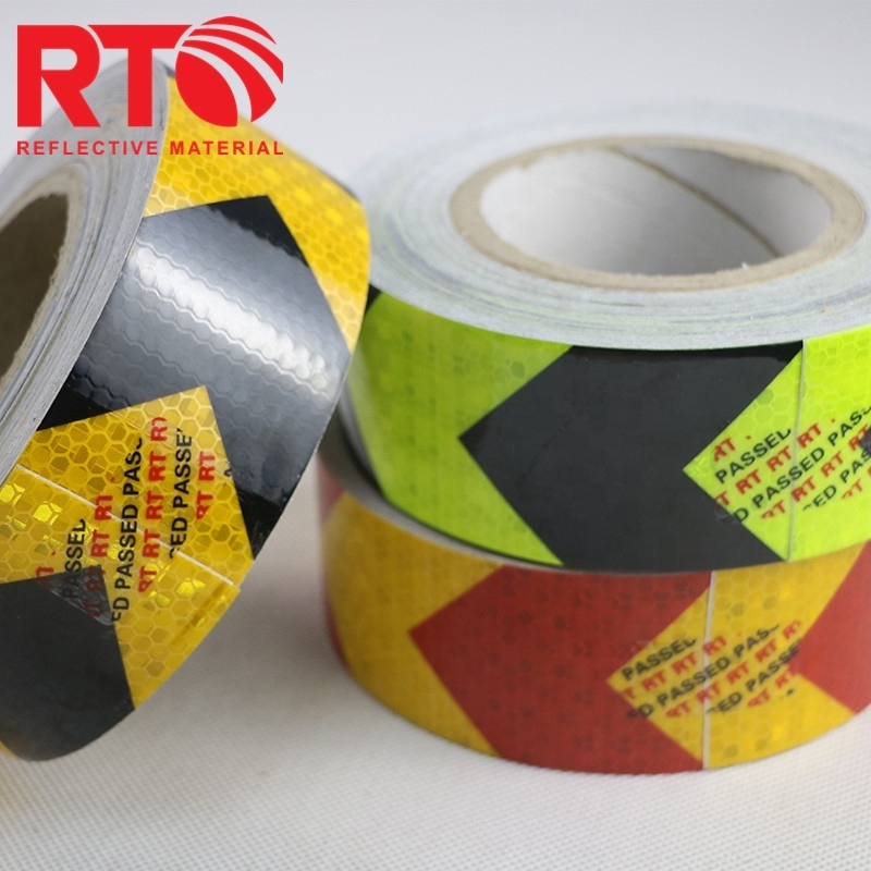 Cheap Price PVC Prismatic Caution Reflector Fluorescent Yellow Black Arrow Pattern Reflective Tape for Truck