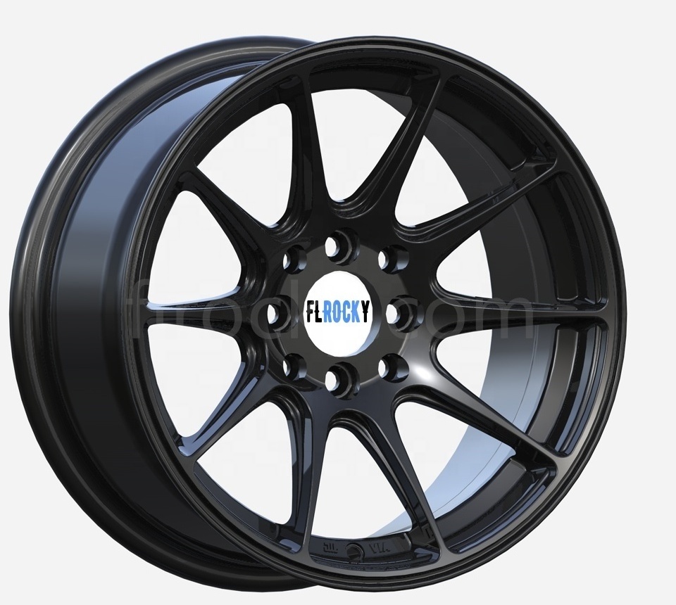 Flrocky 15 Inch Alloy Matt Black TR Wheels CB 57.1-73.1 PCD 4/5/8/10X100-114.3 Fit For Passenger Car Rims