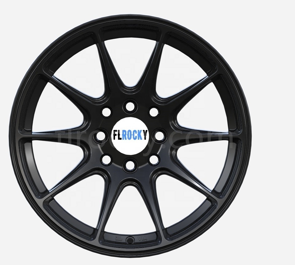 Flrocky 15 Inch Alloy Matt Black TR Wheels CB 57.1-73.1 PCD 4/5/8/10X100-114.3 Fit For Passenger Car Rims