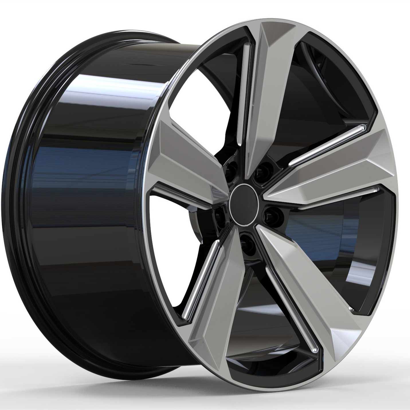 Passenger car wheels forged alloy rims 18 19 20 21 inch 5x112 gloss black polished face in stock for audi