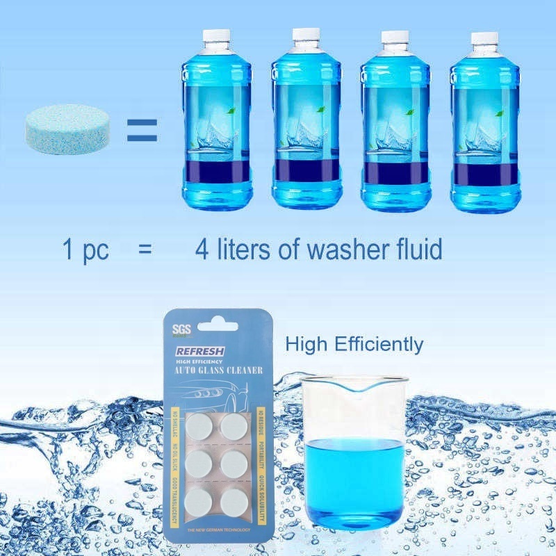 1Pack =6 PCS Solid Washer Concentrate Making Up Windshield Washer Fluid Screen Wash Wiper Fluid Car Solid Cleaner