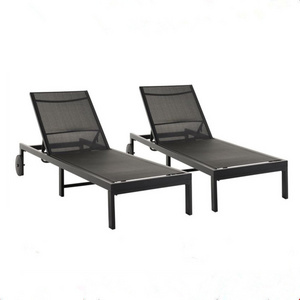 Outdoor Furniture Chaise Longue Aluminum Fabric Lounge Chair garden sun lounger with wheels