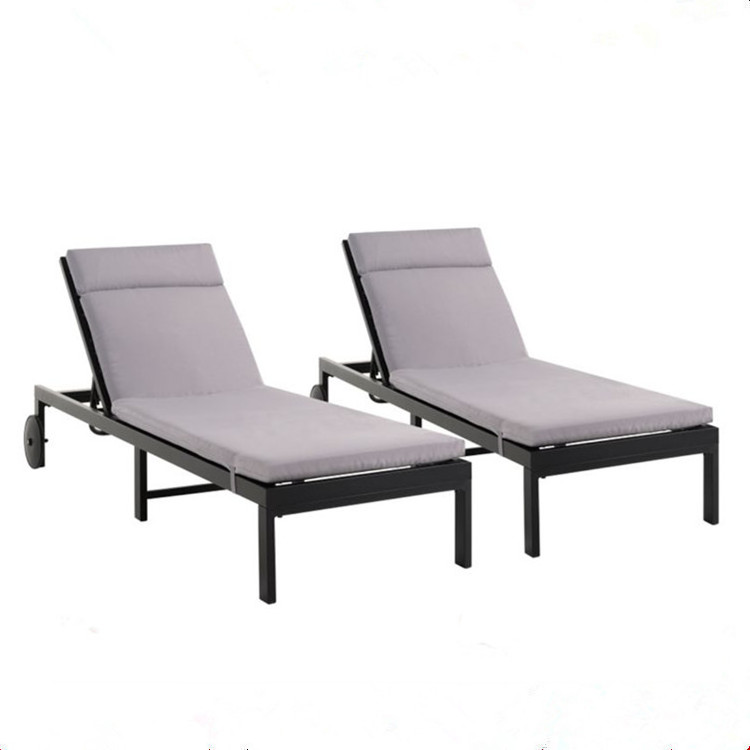 Outdoor Furniture Chaise Longue Aluminum Fabric Lounge Chair garden sun lounger with wheels