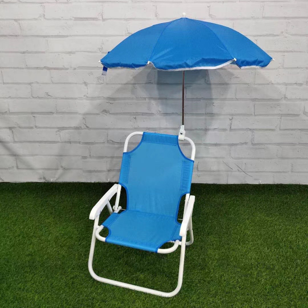 hot new design  kids folding metal frame light weight outdoor beach camping  chair with umbrella 2021