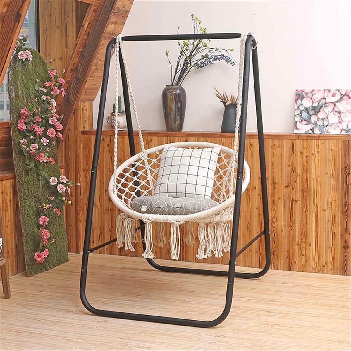 Outdoor Indoor Portable Steel Hammock Chair Hanging Hammock Swing Chair with Stand