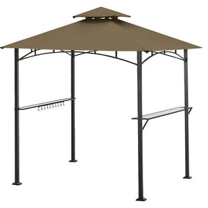 5FT x 8FT Double Tiered Replacement Canopy Grill BBQ Gazebo with Glass Tabletop