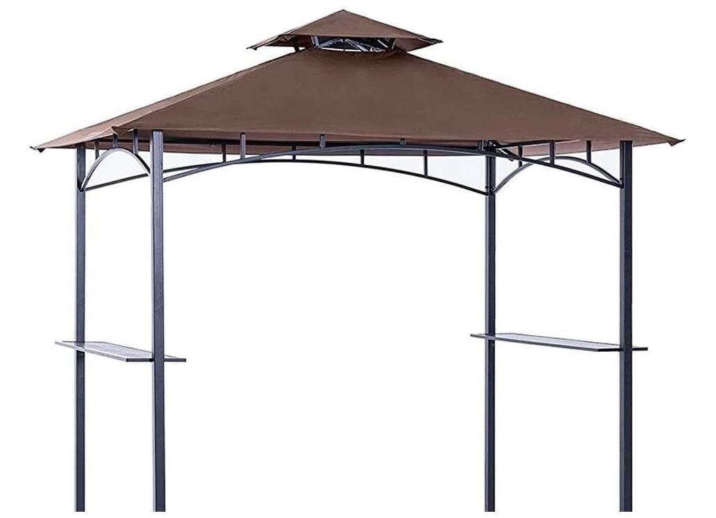 5FT x 8FT Double Tiered Replacement Canopy Grill BBQ Gazebo with Glass Tabletop