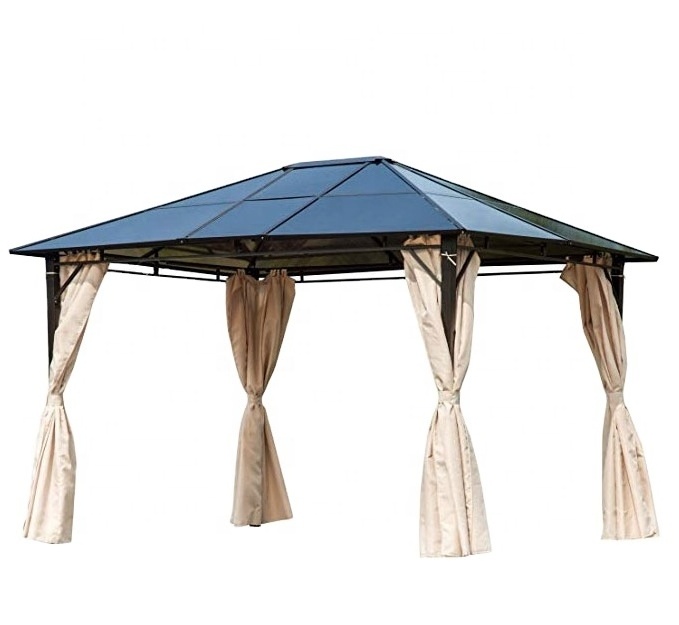 Outdoor alu Deluxe Patio sunshine gazebo Garden Hardtop Canopy Gazebo Tent with Mosquito Netting