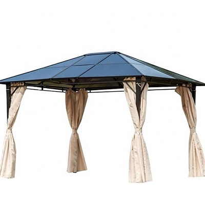 Outdoor alu Deluxe Patio sunshine gazebo Garden Hardtop Canopy Gazebo Tent with Mosquito Netting