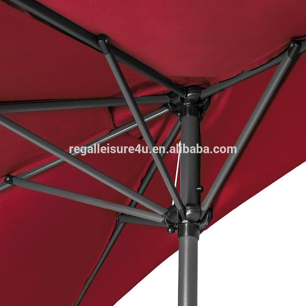 9 Feet Steel Half Patio Umbrella with Crank( Tan,Red,Green,Blue)